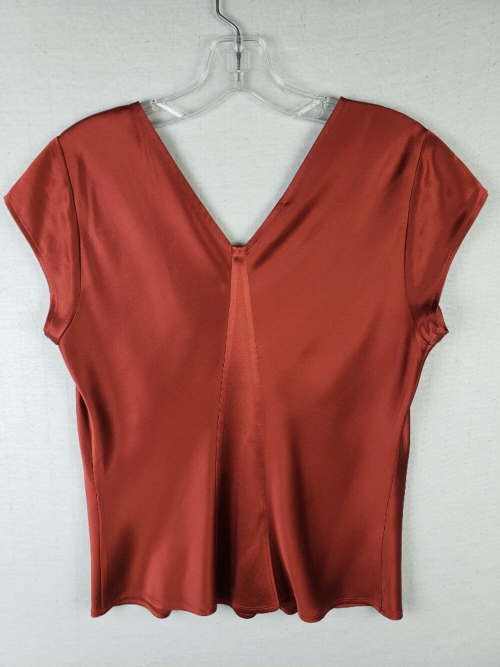 Vintage Talbots Silk Top Blouse V-Neck Bias Cut Brick Red Terracotta size 10P - Picture 4 of 10